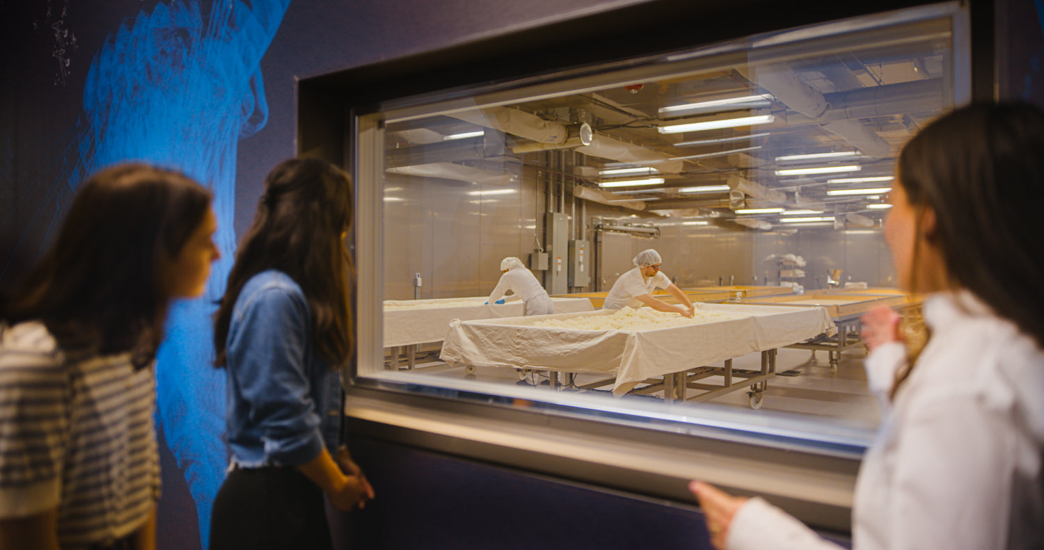 People observing the Kojo Room through a glass window